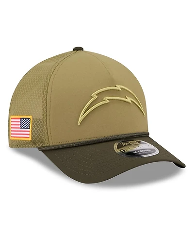 New Era Big Boys and Girls Green/Dark Green Los Angeles Chargers 2025 Salute to Service 9FORTY A-Frame Adjustable Hat
