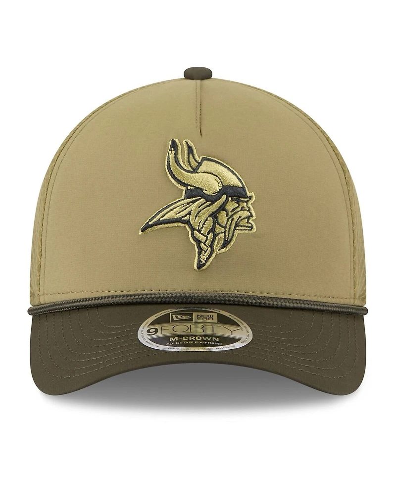 New Era Big Boys and Girls Green/Dark Green Minnesota Vikings 2025 Salute to Service 9FORTY A-Frame Adjustable Hat