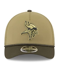New Era Big Boys and Girls Green/Dark Green Minnesota Vikings 2025 Salute to Service 9FORTY A-Frame Adjustable Hat