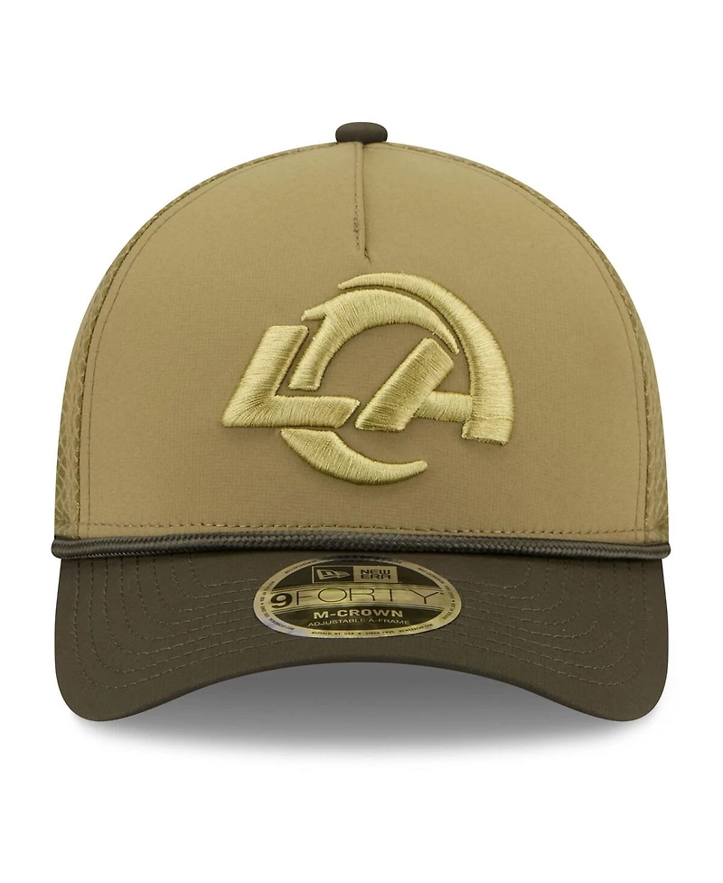 New Era Men's Green Los Angeles Rams 2025 Salute to Service 9FORTY A-Frame M-Crown Adjustable Hat