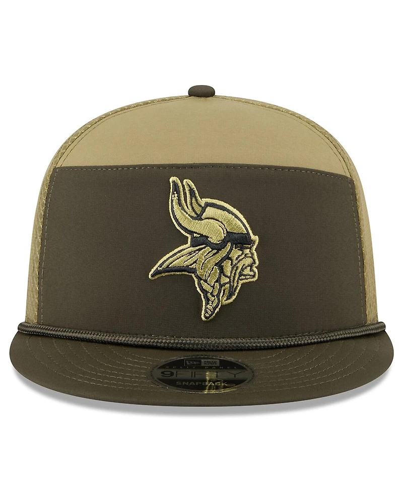 New Era Men's Dark Green Minnesota Vikings 2025 Salute to Service Split Panel 9FIFTY Snapback Hat