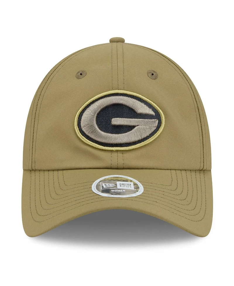 New Era Women's Green Green Bay Packers 2025 Salute to Service Pony Tail Adjustable Hat