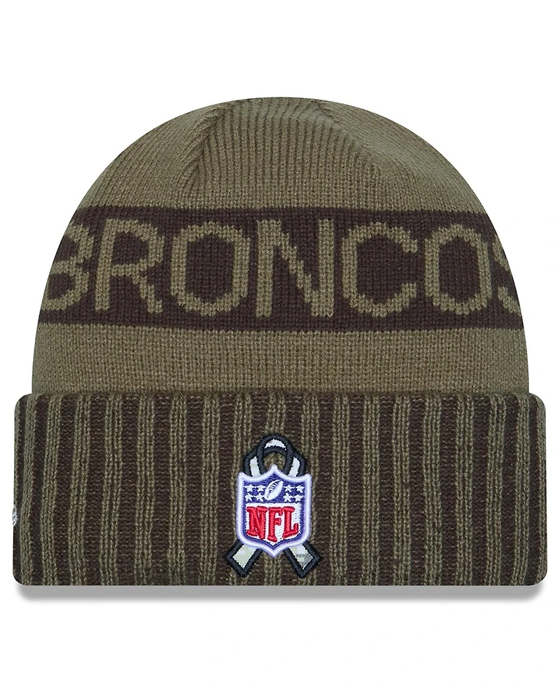 New Era Men's Dark Green Denver Broncos 2025 Salute to Service Cuffed Knit Hat