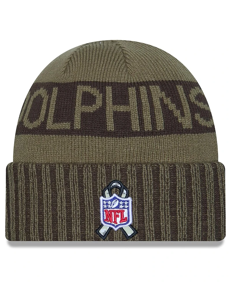 New Era Men's Dark Green Miami Dolphins 2025 Salute to Service Cuffed Knit Hat