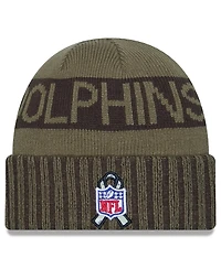New Era Men's Dark Green Miami Dolphins 2025 Salute to Service Cuffed Knit Hat