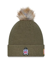New Era Women's Dark Green Philadelphia Eagles 2025 Salute to Service Cuffed Knit with Pom Hat
