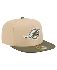 New Era Men's Beige/Olive Miami Dolphins Color Pack A-Frame 59FIFTY Fitted Hat