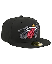 New Era Men's Black Miami Heat Tri-Hit 59Fifty Fitted Hat