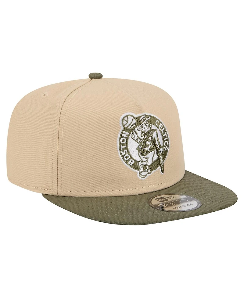 New Era Men's Khaki/Olive Boston Celtics Color Pack Two-Tone A-Frame 9FIFTY Snapback Hat