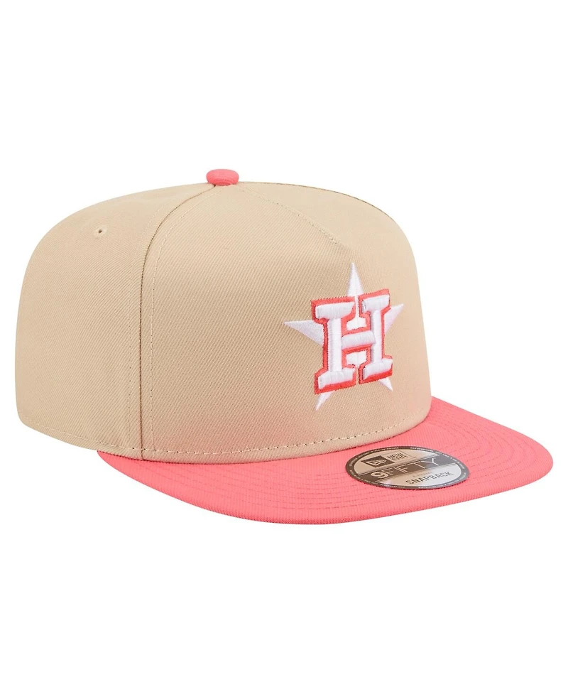 New Era Men's Light Beige/Coral Houston Astros Color Pack A-Frame 9FIFTY Snapback Hat