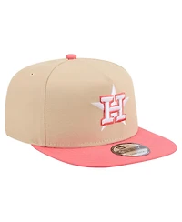 New Era Men's Light Beige/Coral Houston Astros Color Pack A-Frame 9FIFTY Snapback Hat