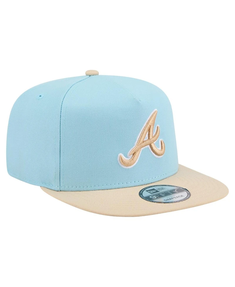 New Era Men's Light Blue/Light Beige Atlanta Braves Color Pack A-Frame 9FIFTY Snapback Hat
