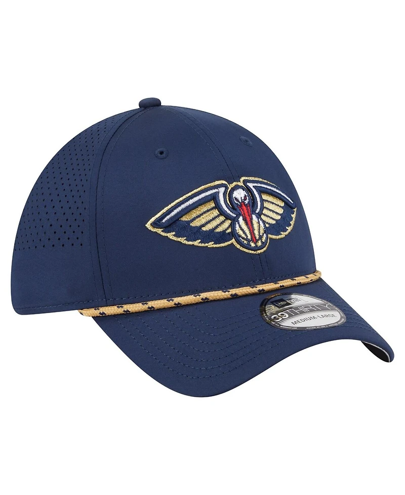 New Era Men's Navy Orleans Pelicans Featherweight Poly Rope Flex 39Thirty Hat