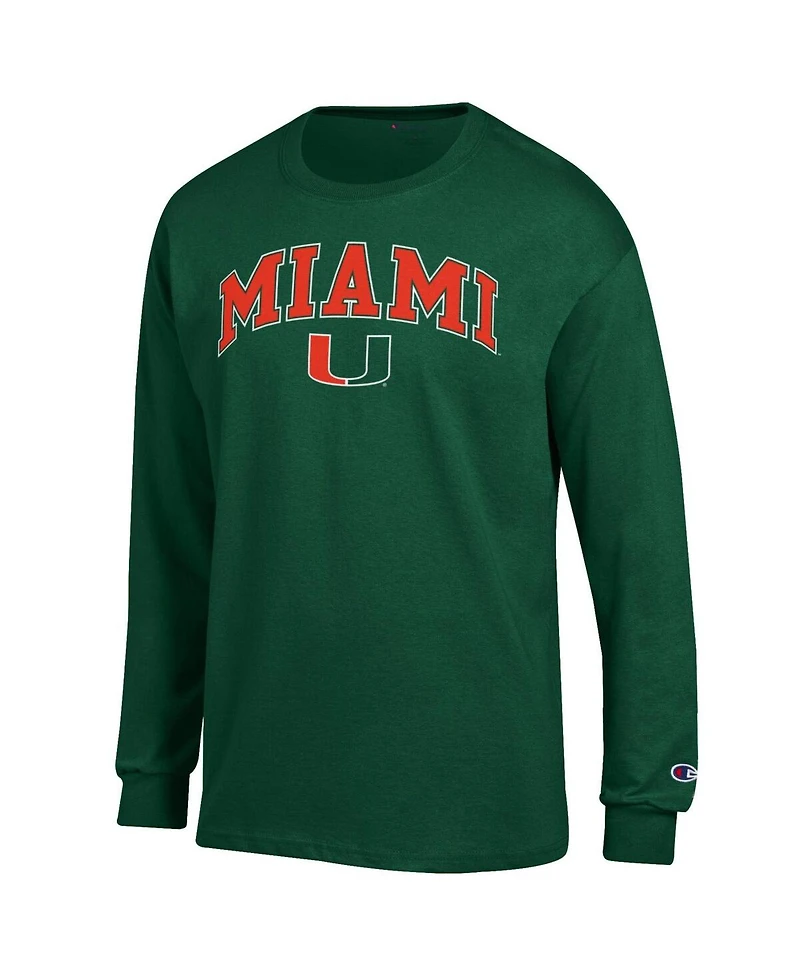 Champion Men's Green Miami Hurricanes Arch Over Logo Long Sleeve T-Shirt