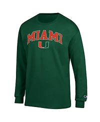 Champion Men's Green Miami Hurricanes Arch Over Logo Long Sleeve T-Shirt