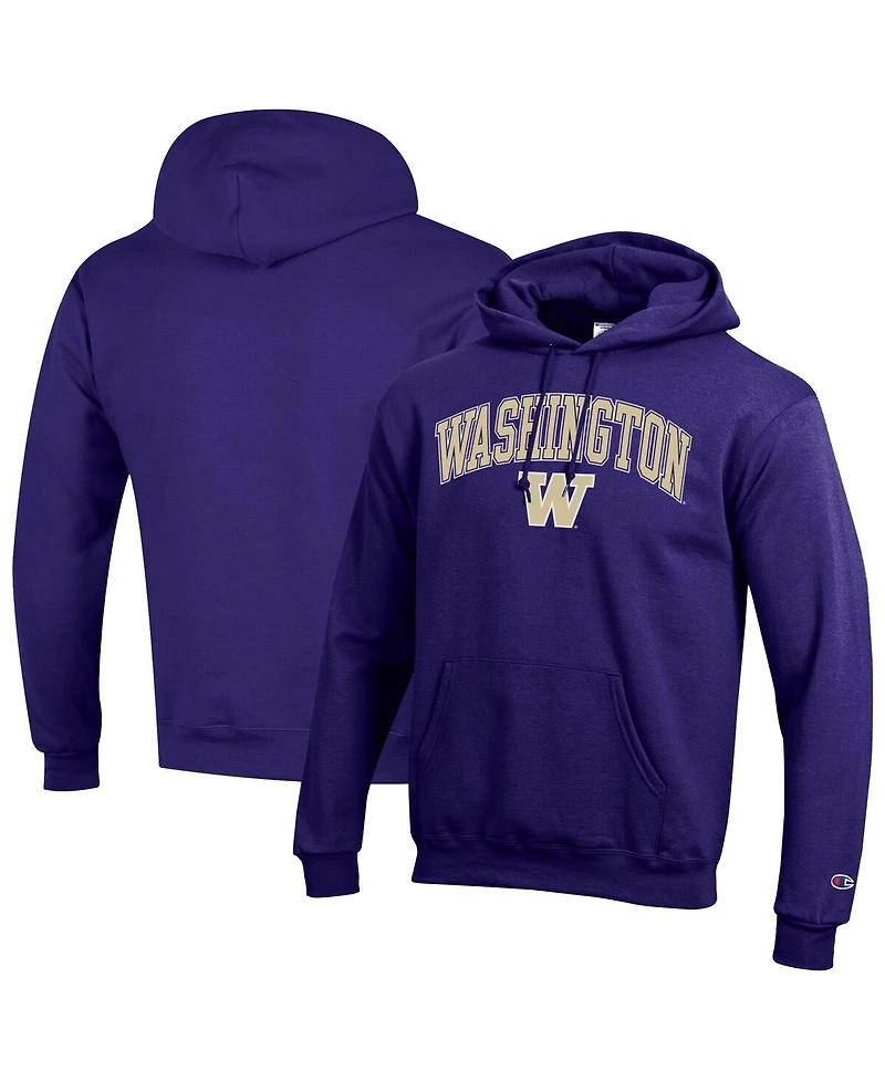 Champion Men's Purple Washington Huskies Arched Logo Fleece Pullover Hoodie