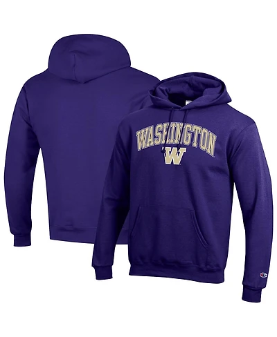 Champion Men's Purple Washington Huskies Arched Logo Fleece Pullover Hoodie