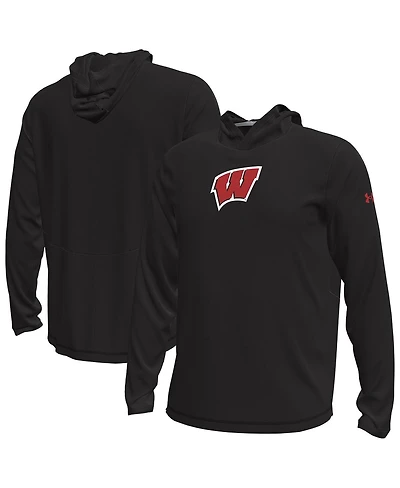 Under Armour Men's Black Wisconsin Badgers Sideline Knockout Long-Sleeve Hooded T-Shirt