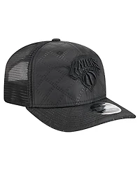 New Era Men's Black New York Knicks Quilted Nylon 9SEVENTY Trucker Adjustable Hat