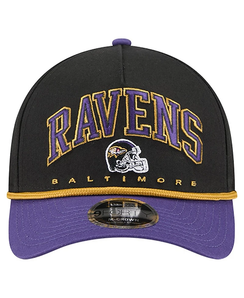 New Era Men's Black Baltimore Ravens Arch 9FORTY A-Frame Adjustable Hat