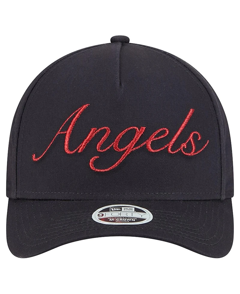 New Era Women's Navy Los Angeles Angels Metallic A-Frame 9FORTY Adjustable Hat