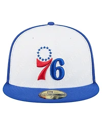 New Era Men's White/Royal Philadelphia 76ers Repeat 59Fifty Fitted Hat