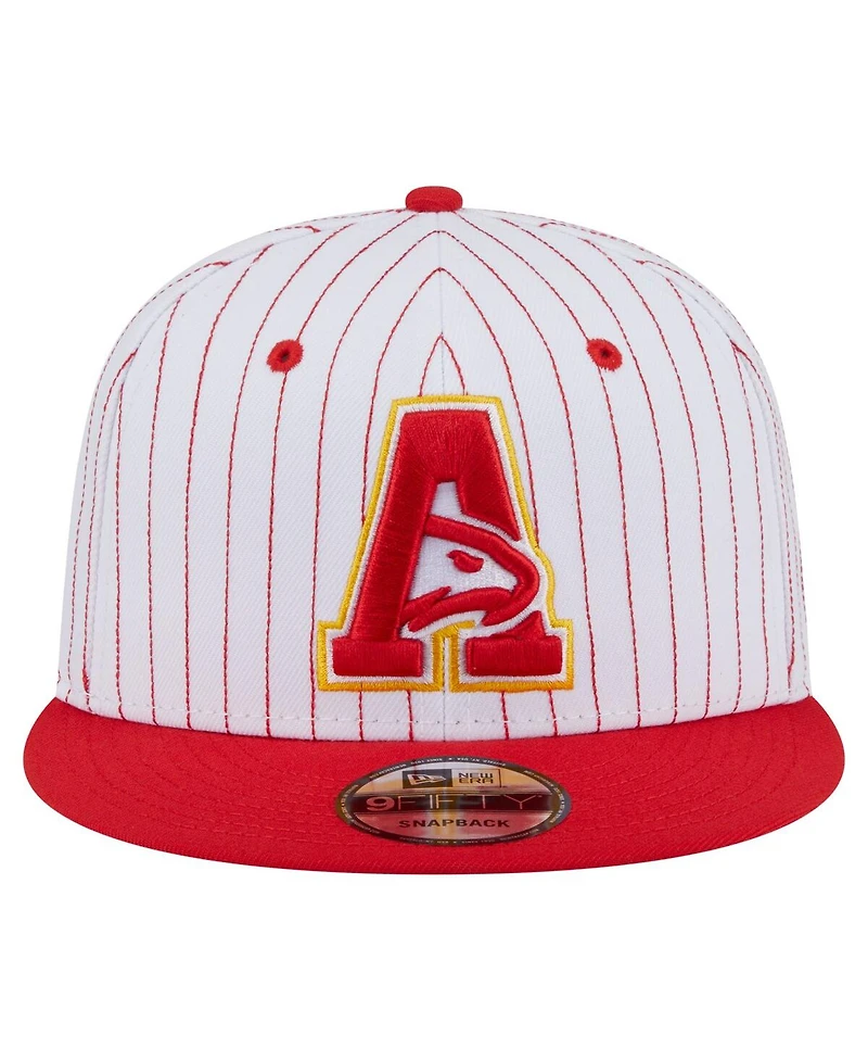 New Era Men's White/Red Atlanta Hawks Deceptor Pinstripe 9FIFTY Snapback Hat