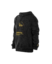 New Era Men's Black Golden State Warriors Sport Night Mineral Wash Pullover Hoodie