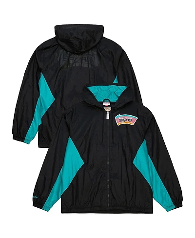 Mitchell & Ness Men's Black San Antonio Spurs Playmaker Full-Zip Windbreaker Jacket