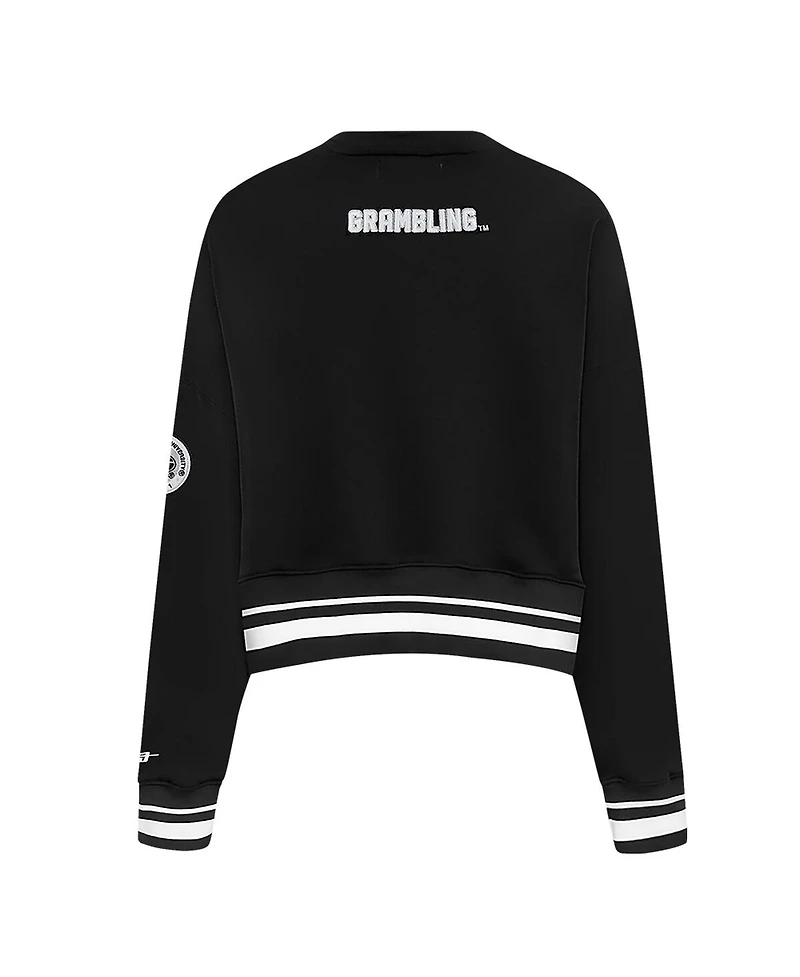 Pro Standard Women's Black Grambling Tigers Cultivated-Pearl Cropped Pullover Sweatshirt