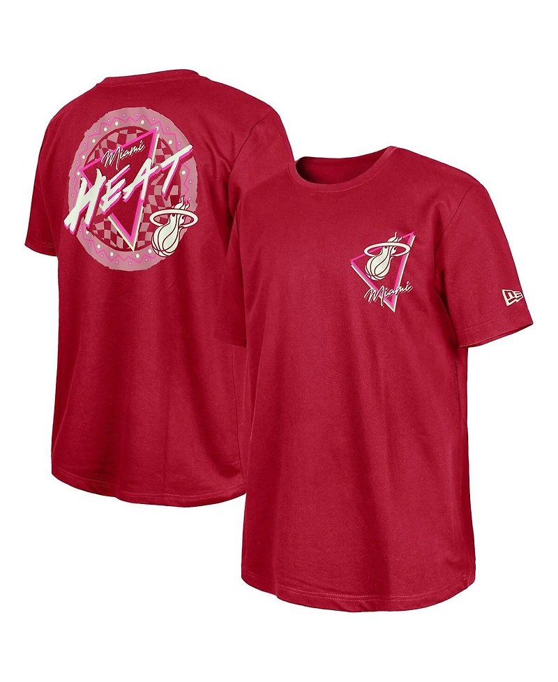 New Era Men's Dark Red Miami Heat Glow-in-the-Dark T-Shirt