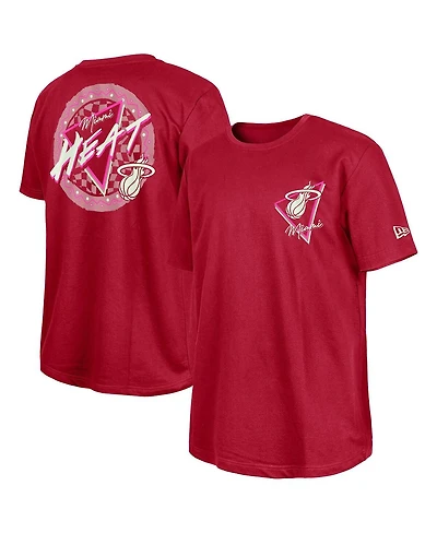 New Era Men's Dark Red Miami Heat Glow-in-the-Dark T-Shirt