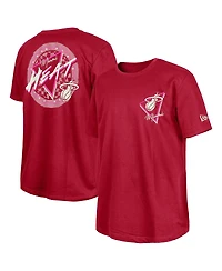 New Era Men's Dark Red Miami Heat Glow-in-the-Dark T-Shirt