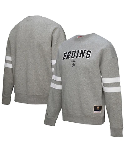 Mitchell & Ness Women's Heather Gray Boston Bruins Logo Lightweight Pullover Sweatshirt