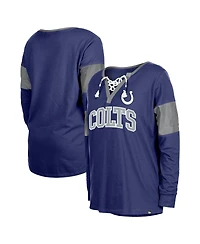 New Era Women's Royal Indianapolis Colts Lace-Up Notch-Neck Long Sleeve T-Shirt
