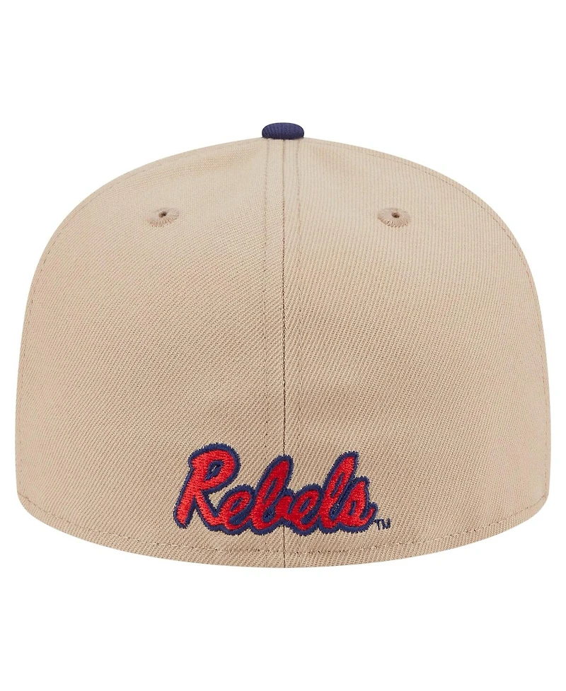 New Era Men's Khaki Ole Miss Rebels Two-Tone 59FIFTY Fitted Hat