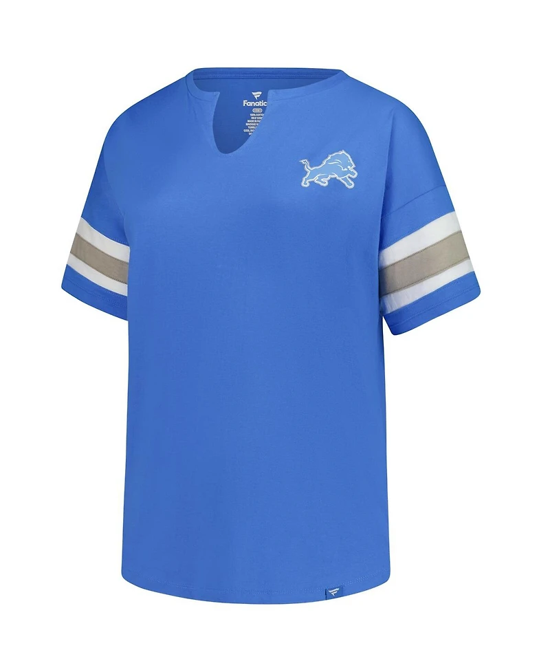 Fanatics Women's Blue Detroit Lions Plus Redzone Notch Neck T-Shirt