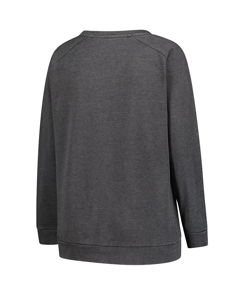 Profile Women's Charcoal Washington Commanders Plus Acid Wash Raglan Sweatshirt