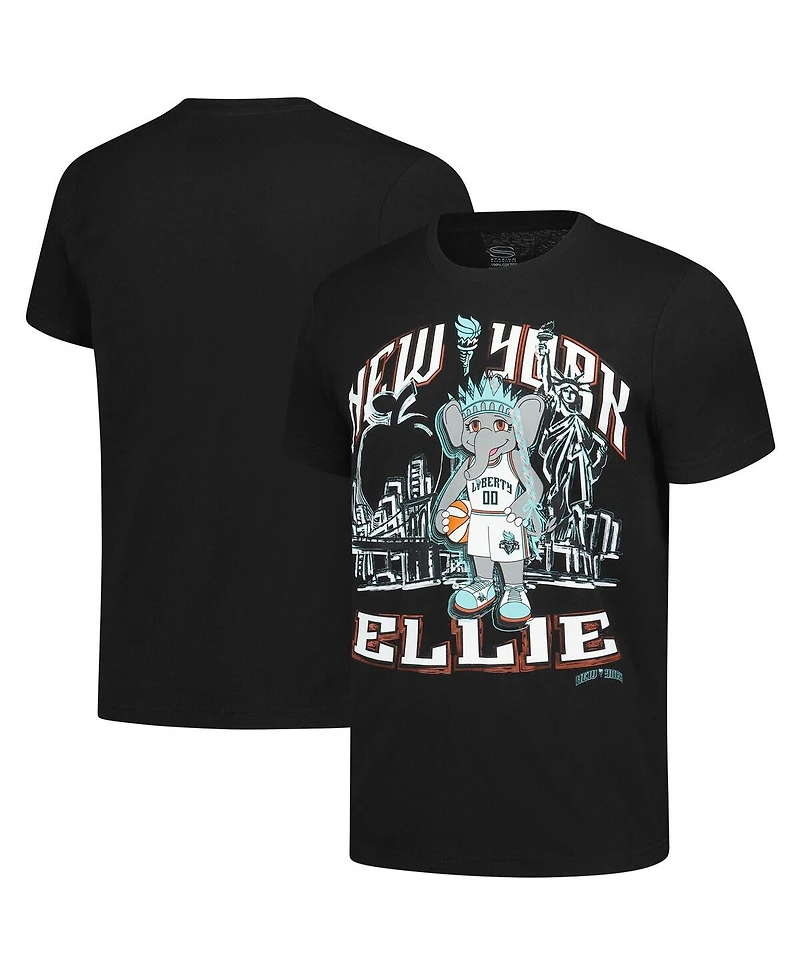 Stadium Essentials Men's and Women's Black New York Liberty Ellie Mascot City Elementized T-Shirt