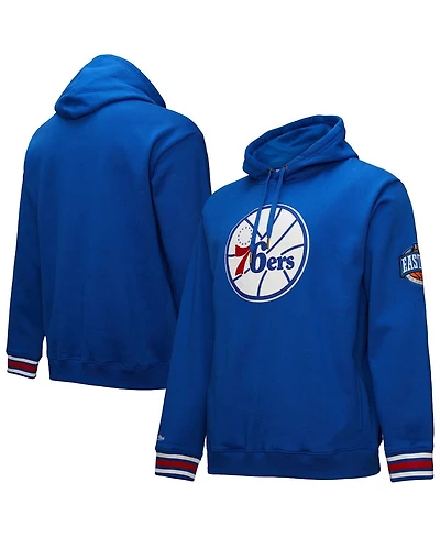 Mitchell & Ness Men's Royal Philadelphia 76ers Chainstitch Applique Vintage Heavyweight Pullover Hoodie