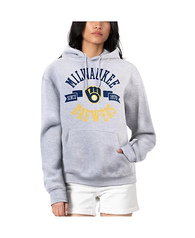 G-iii 4Her by Carl Banks Women's Heather Gray Milwaukee Brewers City Graphic Pullover Hoodie