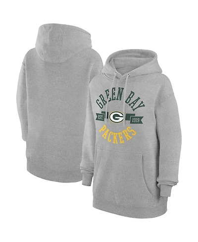 G-iii 4Her by Carl Banks Women's Heather Gray Green Bay Packers City Graphic Team Fleece Pullover Hoodie