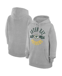 G-iii 4Her by Carl Banks Women's Heather Gray Green Bay Packers City Graphic Team Fleece Pullover Hoodie