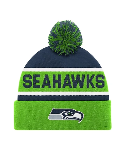 Starter Men's and Women's Neon Green Seattle Seahawks Cuffed with Pom Knit Hat