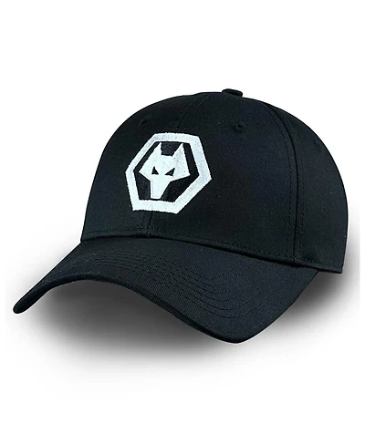 1863FC Men's Black Wolverhampton Wanderers Mono Badge Adjustable Hat