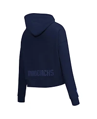 Pro Standard Women's Navy Dallas Mavericks Jewels Cropped Pullover Hoodie