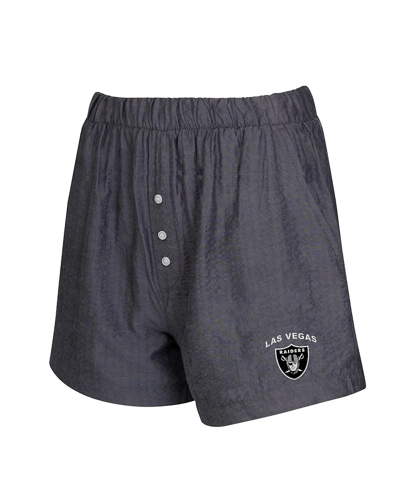 Concepts Sport Women's 2-Pack Charcoal Las Vegas Raiders Stripes and Solids Boxer Shorts Set