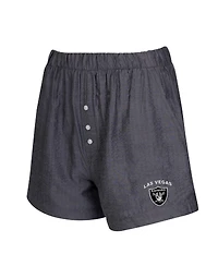 Concepts Sport Women's 2-Pack Charcoal Las Vegas Raiders Stripes and Solids Boxer Shorts Set