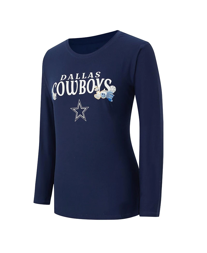Concepts Sport Women's 2-Piece College Navy Dallas Cowboys Chestnut Long Sleeve T-Shirt and Pants Sleep Set