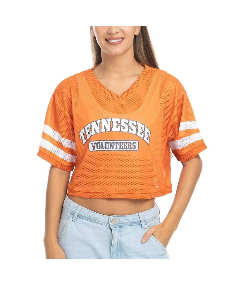 ZooZatz Women's Tennessee Orange Volunteers Mesh Cropped V-Neck T-Shirt